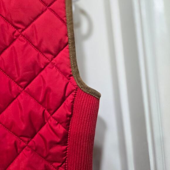 Ralph Lauren Sport Quilted Vest Suede Trim Red Small - Picture 7 of 10